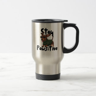 Dachshund with glasses Mug, Stay Pawsitive  Reisebecher