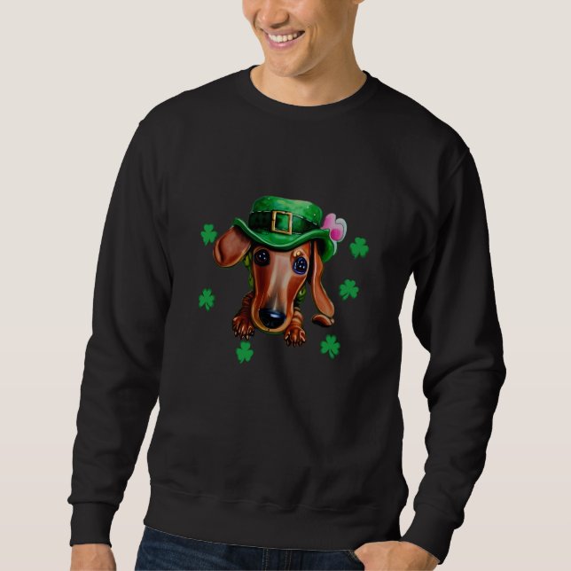 Dachshund with Shamrocks St Patricku2019s Day Doxi Sweatshirt (Vorderseite)