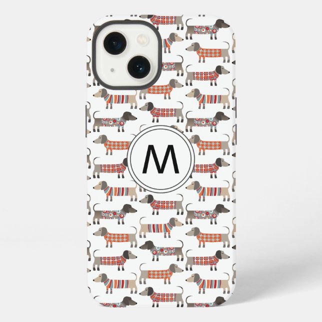Dachshund Wurst Hund Monogramm Case-Mate iPhone Ca Hülle (Rückseite)
