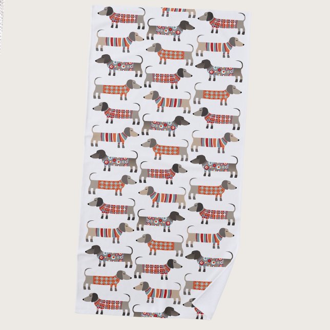 Dachshund Wurst Hund Strandtuch (Fun Dachshund Wiener Sausage Dog beach towel for dog lovers)