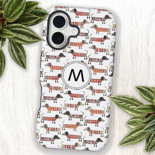 Dachshund Wursthund Monogramm Anfangsbuchstabe iPhone 16 Hülle