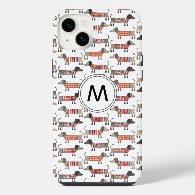Dachshund Wursthund Monogramm iPhone Hülle (Rückseite)