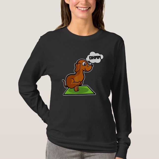 Dachshund Yoga Poses Sport Gymnastics Ohmmm Heartb T-Shirt (Vorderseite)