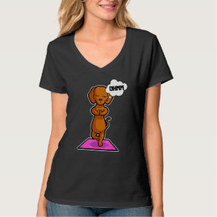 Dachshund Yoga-Übungen Sport Gymnastik Ohmmm Herz T-Shirt