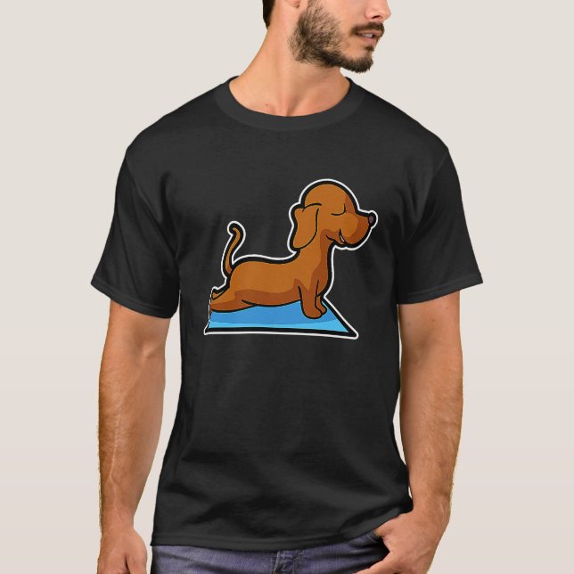 Dachshund Yoga-Übungen Sport Turnen Ohmmm Herzschl T-Shirt (Vorderseite)