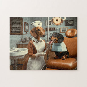 Dachshund-Zahnarzt Retro canine Zahnpflege Puzzle