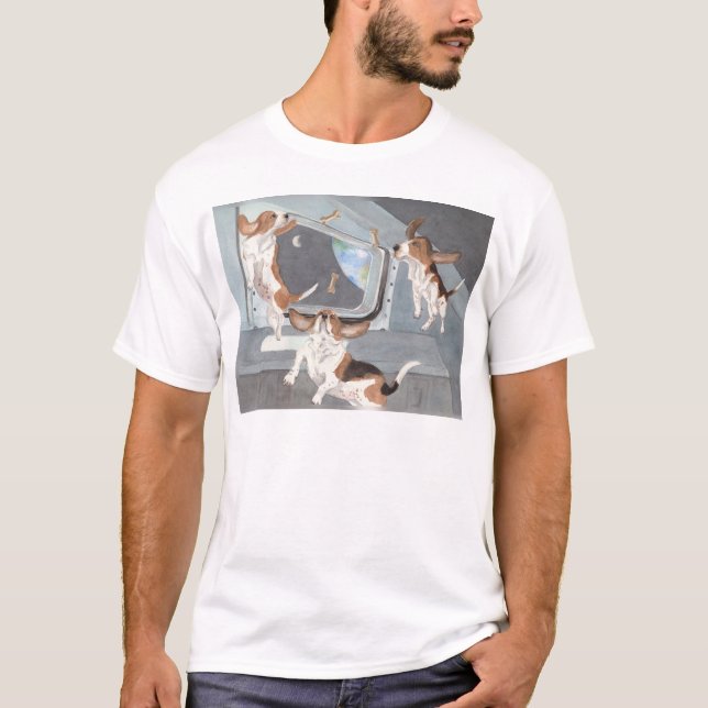 Dachshunde auf dem Raum-Shuttle-Shirt T-Shirt (Vorderseite)