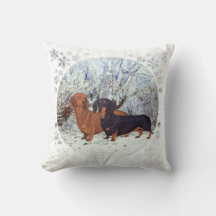 Dachshunde im Schnee Kissen