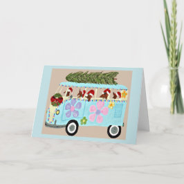 Dachshunde in ihrem Weihnachts-Hippie-Van Karte
