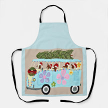 Dachshunde in ihrem Weihnachts-Hippie-Van