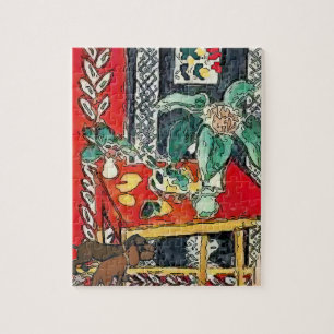Dachshunde unter dem Tisch im Stil von Matisse Puzzle