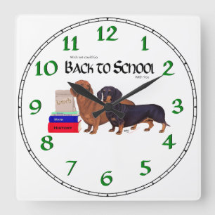 Dachshunde zurück zur Schule Quadratische Wanduhr