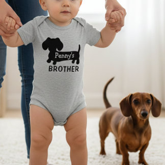 Dachshunds Baby-Bruder personalisiert mit Namen Baby Strampler