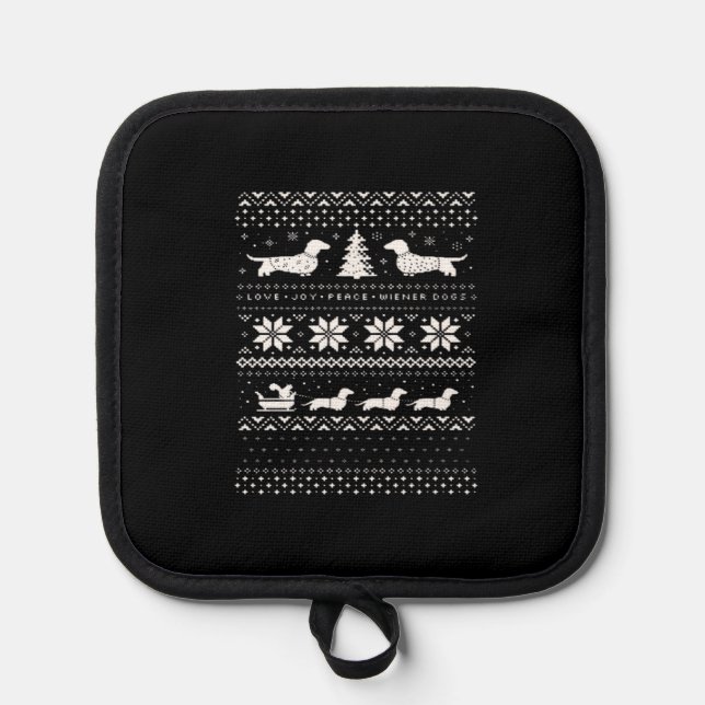 Dachshunds Christmas Sweater Pattern Classic T-Shi Topflappen (Vorderseite)