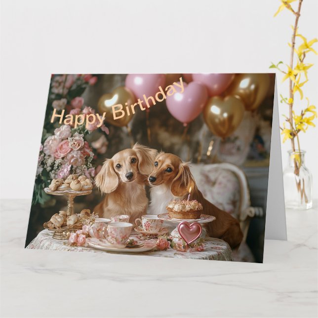 Dachshunds Entzücken Karte (Gelbe Blume)