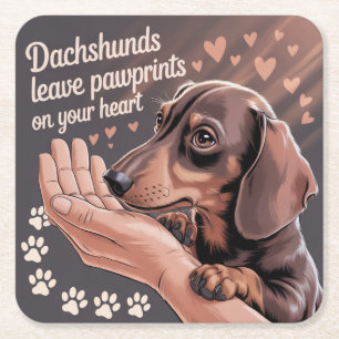 Dachshunds hinterlassen Pfotenabdrücke in Ihrem He Rechteckiger Pappuntersetzer