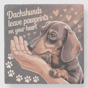 Dachshunds hinterlassen Pfotenabdrücke in Ihrem He Steinuntersetzer