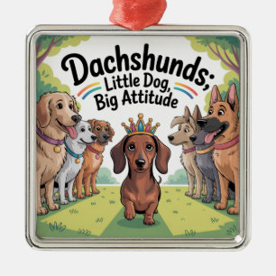 Dachshunds Kleiner Hund, große Attitüde Ornament Aus Metall