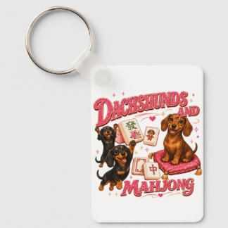 Dachshunds und Mahjong Schlüsselanhänger