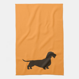 Dachsilhouette (Drahthaar-Dackel) Geschirrtuch