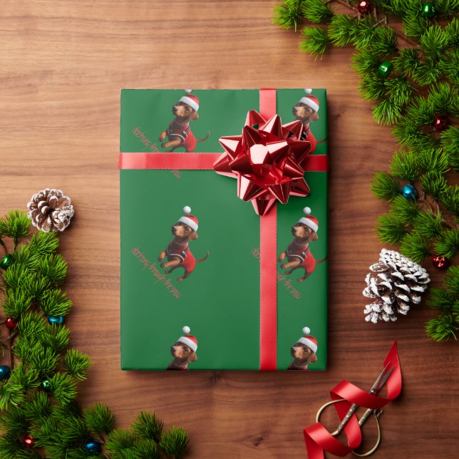 Dachsing durch die Schnee Dackel Wurst Hund Geschenkpapier (Feiertagsgeschenk)