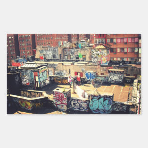 Dachspitze-Graffiti in Chinatown Rechteckiger Aufkleber