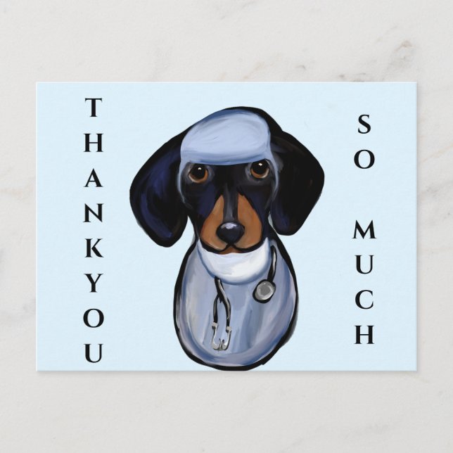 DACHSUND ARZT POSTKARTE (Vorderseite)