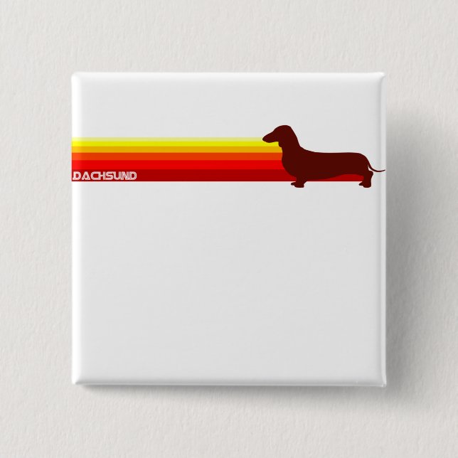 Dachsund mit Streifen-Knopf Button (Vorderseite)