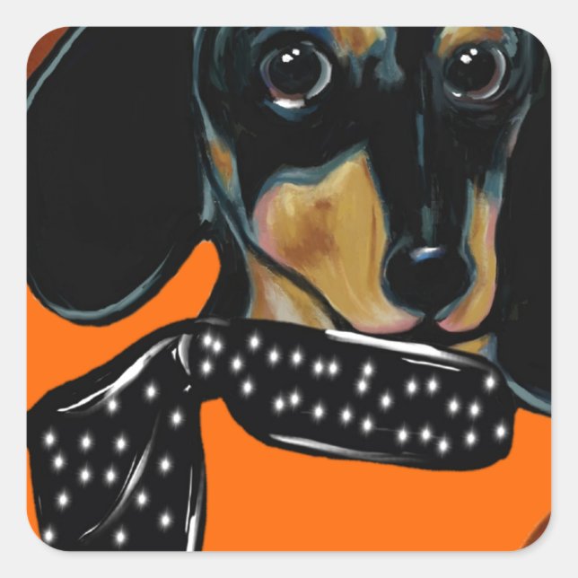 DACHSUND QUADRATISCHER AUFKLEBER (Vorderseite)