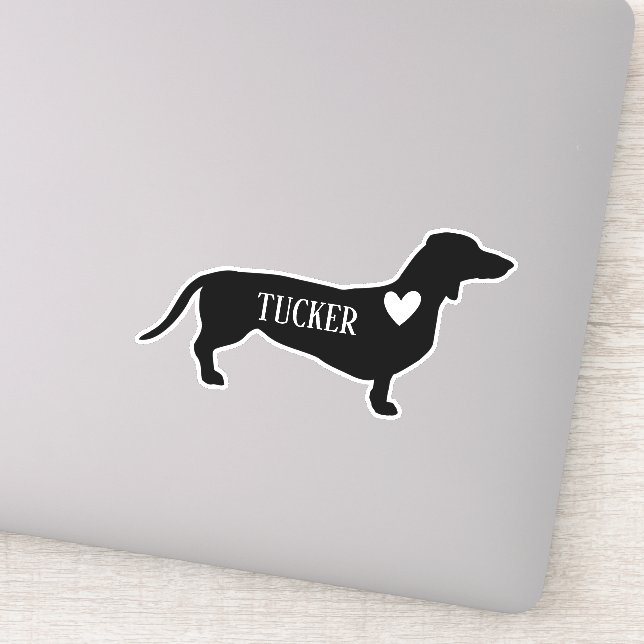 Dachsund Rasse Silhouette Individuelle Name Aufkleber (Detail)