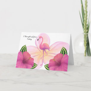 Dachte an Dich mit Flamingo & Blumen Karte