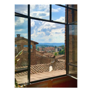 Dachterrasse Ausblick auf das Fenster in Siena, It Fotodruck