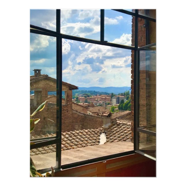 Dachterrasse Ausblick auf das Fenster in Siena, It Fotodruck (Vorne)