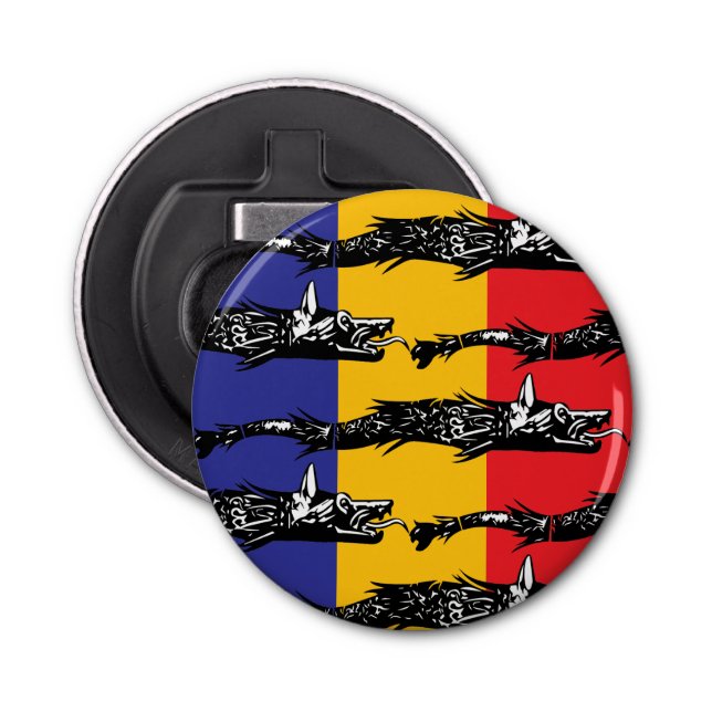 Dacian Wolf - Tricolor-Flagge Flaschenöffner (Vorderseite)