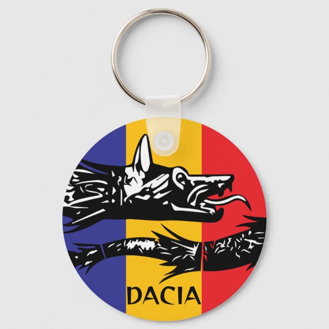 Dacian Wolf - Tricolor-Flagge Schlüsselanhänger (Vorderseite)