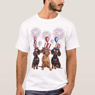 Dackel 4. Juli Hund Lover Men Women American T-Shirt