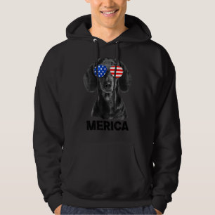 Dackel 4. Juli Merica Men American Flag Sun Hoodie