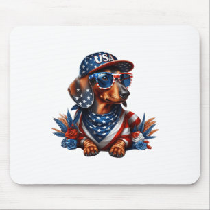 Dackel 4. Juli Patriotische Hunde Dackel 4 Mousepad
