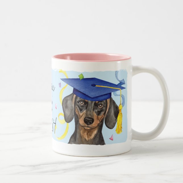 Dackel-Absolvent Zweifarbige Tasse (Rechts)