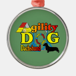 Dackel_Agility Silbernes Ornament