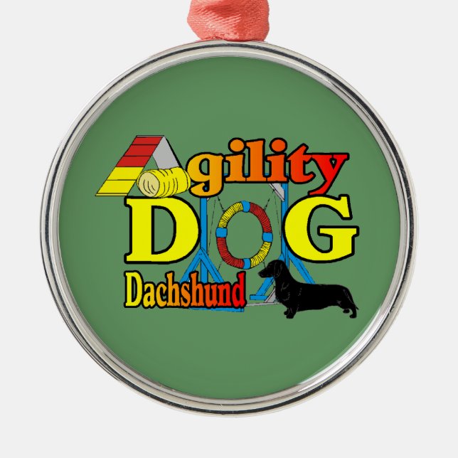 Dackel_Agility Silbernes Ornament (Vorne)