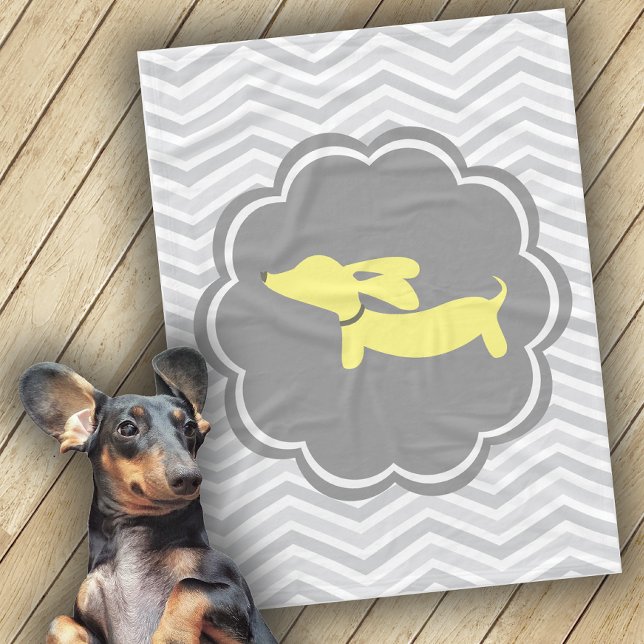 Dackel als gelbes Kinderzimmer gelb Geschlecht neu Fleecedecke (dachshund moder and gray blanket)