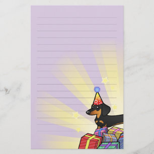 Dackel am Geburtstag (glatter Mantel) Briefpapier