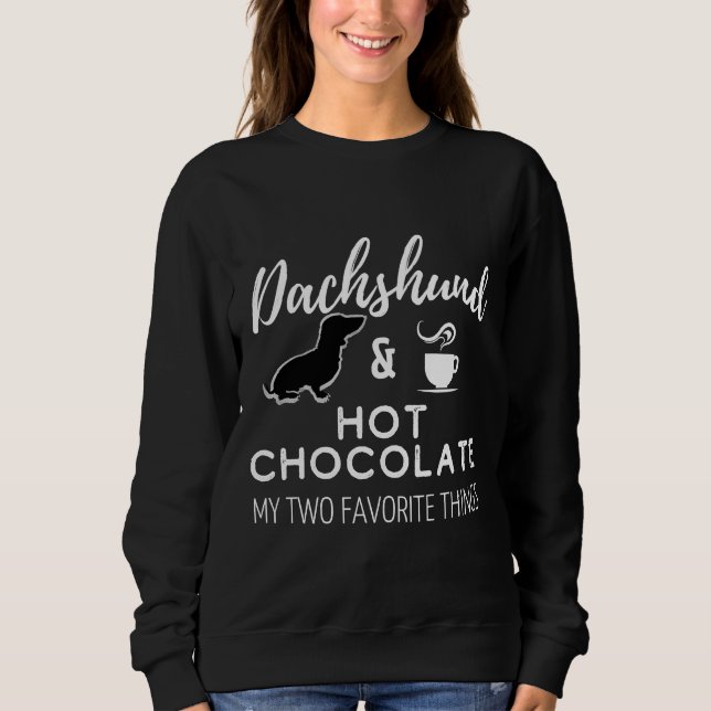 Dackel Amp Hot Chocolate Print Black Sweatshirt (Vorderseite)