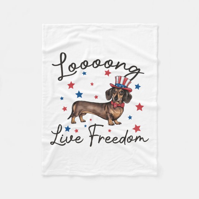 Dackel Art Long Live Freedom Fleecedecke (Vorderseite)