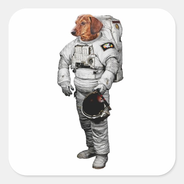 Dackel Astronaut Aufkleber (Vorderseite)