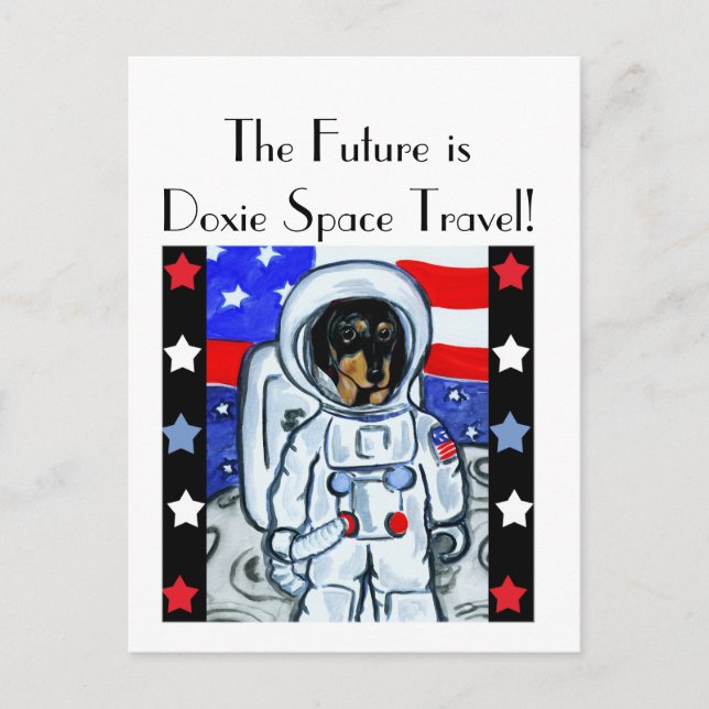DACKEL ASTRONAUT POSTKARTE (Vorderseite)