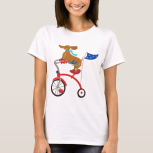 Dackel auf dem Fahrrad T-Shirt