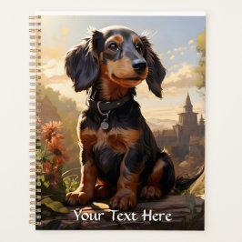 Dackel auf einem Personalisierten Protokoll Planer