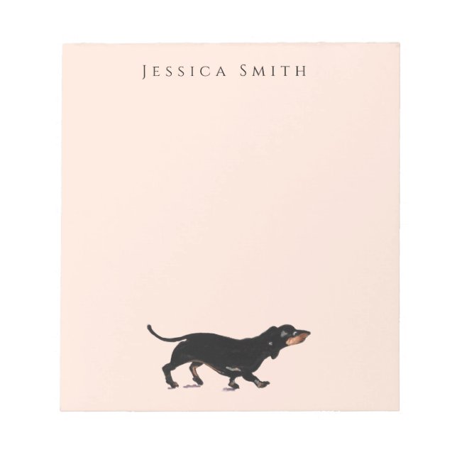 Dackel auf Rosa Notizblock (Vorderseite)